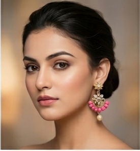 Elegant Pink Beaded Drop Earrings