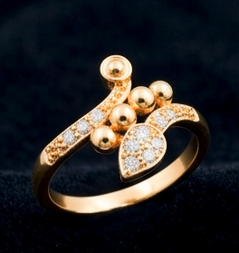 Elegant Golden Orb Pave Ring